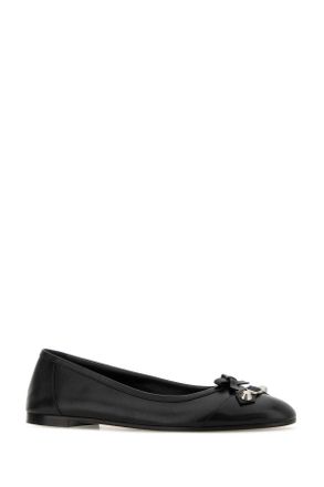 Balenciaga Womens Black Leather City Up Ballerinas Black-Silver T Domesticated Calf Le Ballerine Black/silver Flat Shoes