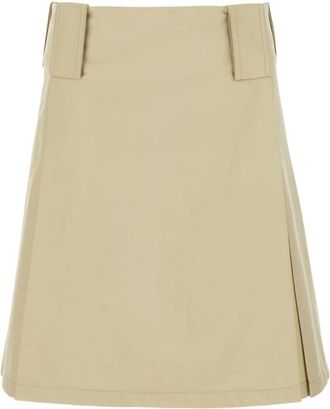 Burberry Pleat-Detail A-Line Midi Rok - Dames - Korte rokken - Groen - S - Katoen - Rokken