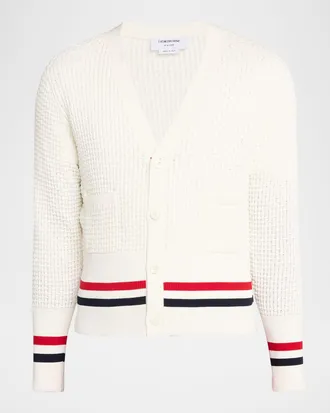 Thom Browne Men & apos;s Stitch Cotton RWB Half Cardigan