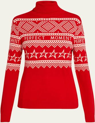 Perfect Moment Intarsia-Knit Merino Wool Turtleneck Sweater