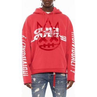 Cult of Individuality Novelty Cotton Graphic Hoodie in Rouge Red at Nordstrom, Size Medium