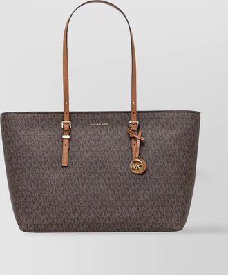 Michael Kors monogrammed tote bag with adjustable straps and gold-tone hardware