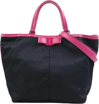 Ferragamo Pre-owned Tote Bags, female, Black, Size: ONE SIZE Pre-owned Nylon Shoulder Bag