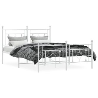 Berkfield Home Metal Bed Frame without Mattress with Footboard White 140x200cm | Size: 140x200 cm