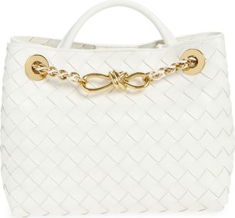 Bottega Veneta Small Andiamo Chain Leather Shoulder Bag in 9537 Alabaster-Muse Brass at Nordstrom