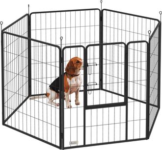OEM Parque Para Perros De 6 Paneles De 100 Cm De Altura Con Puerta Para Interior Y Exterior Negro