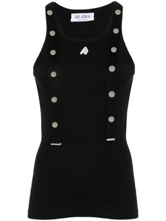The Attico Black Solid Round Neck Top