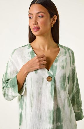 Roman Tie Dye Print V-Neck Tunic Top