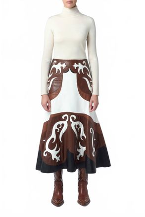 Gabriela Hearst Morton Skirt In Ivory/cognac/chestnut/black