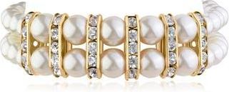 Jardin Faux Pearl & Crystal Double Strand Bracelet in White/Gold at Nordstrom Rack, Size 7