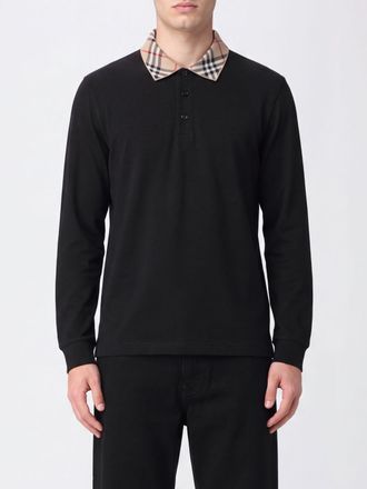 Burberry Polo a maniche lunghe in cotone con colletto a motivo check