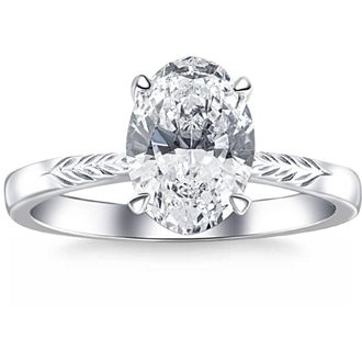 Pompeii3 Certified 3Ct Oval Diamond Solitaire Engagement Ring 14k Gold Lab Grown