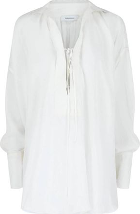 Ferragamo Womens Silk-Blend Tunic Top In White