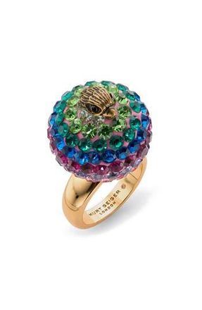Kurt Geiger Pav&eacute; Crystal Orb Cocktail Ring in Rainbow Multi at Nordstrom Rack, Size 7