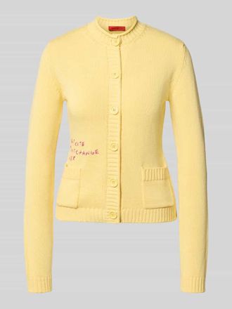 Max & Co. Regular Fit Strickjacke aus reiner Baumwolle in GELB, Gr&ouml;&szlig;e XL