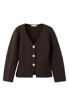 Mango V-Neck Cardigan in Chocolate at Nordstrom, Size Small