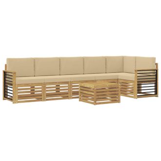 vidaXL Conjunto De Sof&aacute;s De Exterior 7 Pcs Y Beige 59 X 59 X 37 Cm Vidaxl