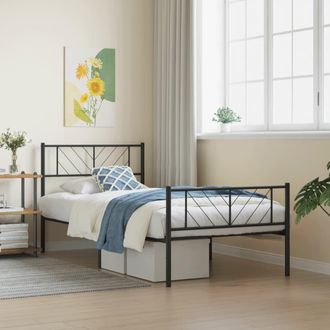 vidaXL Estructura Cama Sin Colch&oacute;n Con Estribo Metal Negro 90x190 Cm Vidaxl