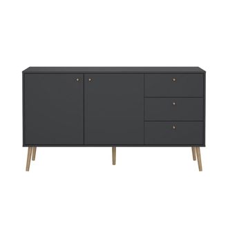 ebuy24 Aparador de 2 puertas y 3 cajones con patas de madera l147,2 cm