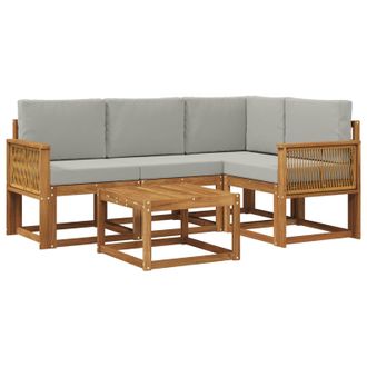 vidaXL Conjunto De Sof&aacute;s De Exterior 5 Pcs Natural Y Gris Claro Vidaxl