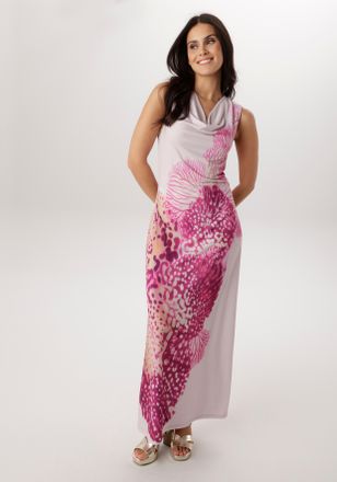 Aniston Maxikleid ANISTON SELECTED, Damen, Gr. 36, N-Gr, rosa, pink, beige, Jersey, Obermaterial: 95% Polyester, 5% Elasthan, figurbetont lang, Wasserfallauss