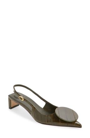 Jacquemus Les Duelo Mismatched Kitten Heel Slingback Pump in Dark Khaki 580 at Nordstrom, Size 10Us