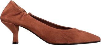Pomme Dor Su&egrave;de pumps met geplooide hak - Dames - Schoenen - Bruin - Maat: 37 EU Su&egrave;de