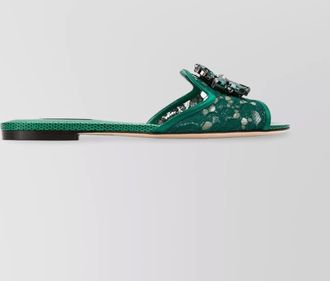 Dolce & Gabbana lace flat sandals crystal embellishments