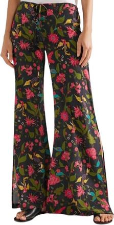 Figue Ipanema Floral-print Silk Crepe De Chine Wide-leg Pants Size XS