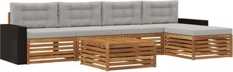 vidaXL Conjunto De Sof&aacute;s De Exterior 6 Uds. Natural Y Gris Claro Vidaxl