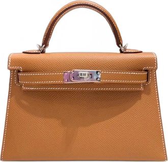 Hermès Borsa tote Kelly Sellier 20 mini in pelle Epsom con dettagli in palladio 2025 - Marrone