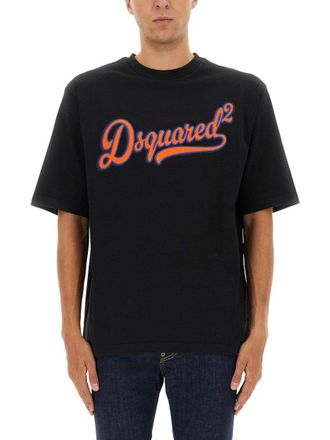 Dsquared2 Black Cotton T-Shirt With Vibrant Logo