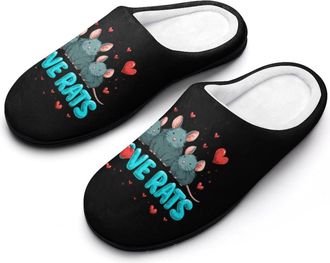 Generic I Love Rats Mens Slippers Comfortable And Non-slip Cotton Slipper Shoe for House