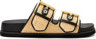 AllSaints Sian woven buckled sandals - women - Calf Leather/Calf Leather/Rubber/Raffia - 37 - Neutrals