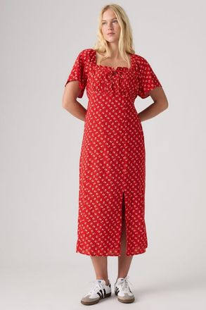 Levi's Amara Column Midi Dress - Donna - XS - Rosso / Angela Daisy Urban Red Crepe