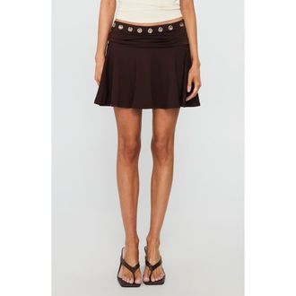 Princess Polly Amryn Grommet Miniskirt in Brown at Nordstrom, Size 10
