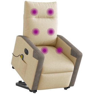 vidaXL Vidaxl - Sill&oacute;n De Masaje El&eacute;ctrico Reclinable Elevable Tela Crema
