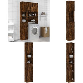 vidaXL Armadietto Bagno Rovere Fumo 32x25,5x190 cm Legno Ingegnerizzato - Armadio da bagno - Armadio in legno