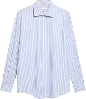 Massimo Alba Genova Stripe Cotton Button-Up Shirt in Marer at Nordstrom, Size Xx-Large