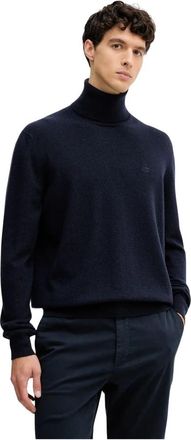 Bally Logo-gebreide coltrui - Heren - Cashmere truien - Blauw - L - Kasjmier - Truien & Vesten