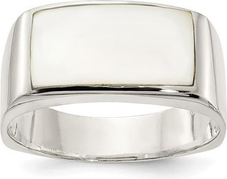 Diamond2Deal Sterling Silver Polished Mother of Pearl Ring