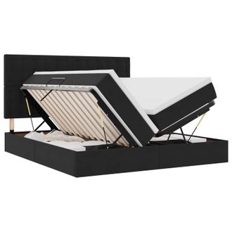 vidaXL Cama De Almacenamiento Led Con Colch&oacute;n Negro 180 X 200 Cm Vidaxl