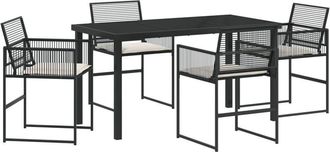 vidaXL Garden Dining Set 5 pcs Black Poly rattan Vidaxl
