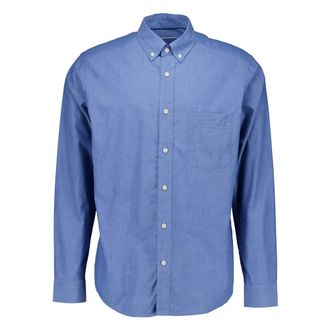 Eton Solid Chambray Shirt - Heren - Casual Overhemden - Blauw - M - Katoen - Overhemden