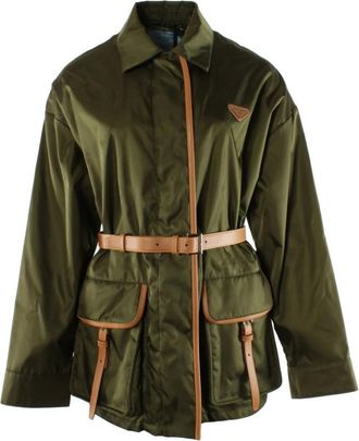 Prada Jassen, Dames, Groen, M, Nylon, Light Re-Nylon Jas