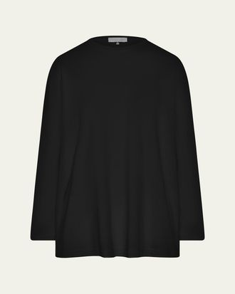 Eskandar Long-Sleeve Smaller Round-Neck Top (Long Length)