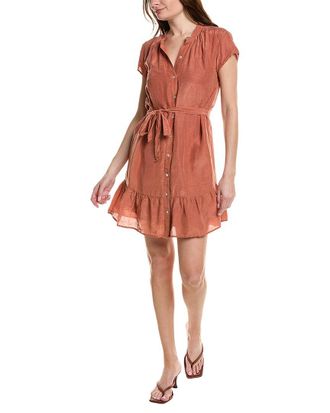 Bella Dahl Cap Sleeve Ruffle Hem Linen-Blend Shirtdress