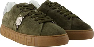 Versace Mens Biggie Accessories Sneaker Khaki Calfskin