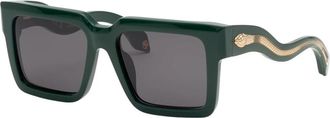 Roberto Cavalli Vierkante Groene Zonnebril - Dames - Zonnebrillen - Groen - 55 MM - Accessoires