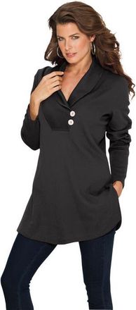 Roaman's Plus Size Knit Thermal Shawl Collar Top Long Sleeve in Black at Nordstrom, Size 40